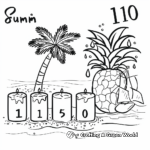Summer Beach-Themed 1-10 Number Coloring Pages 3