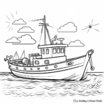 Sunny Day Fishing Boat Coloring Pages 1