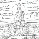 Sunset behind a Sand Castle: Beach-Scene Coloring Pages 4