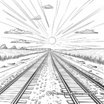 Sunset Scenery with Train Tracks Coloring Pages 1