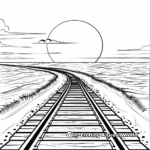 Sunset Scenery with Train Tracks Coloring Pages 2