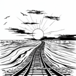 Sunset Scenery with Train Tracks Coloring Pages 3