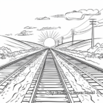 Sunset Scenery with Train Tracks Coloring Pages 4