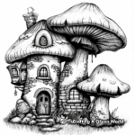 Surreal Mushroom Mansion Coloring Pages for Adults 2