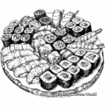 Sushi Platter Coloring Pages Full of Detail 3
