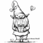 Sweet Gnome with Valentine Gift Coloring Pages 1