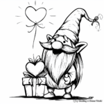 Sweet Gnome with Valentine Gift Coloring Pages 2
