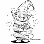 Sweet Gnome with Valentine Gift Coloring Pages 3