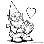 Sweet Gnome with Valentine Gift Coloring Pages 4