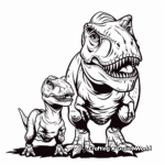 T-Rex Family Coloring Pages: Adults and Young 1