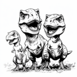 T-Rex Family Coloring Pages: Adults and Young 2