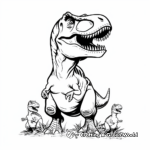 T-Rex vs Velociraptors Coloring Pages 1