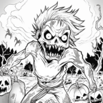 Terrifying Zombie Trick or Treat Coloring Pages 4