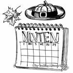 Thanksgiving November Calendar Coloring Pages 1