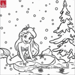 The Little Mermaid: Ariel in Snow Coloring Pages 4