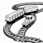 Toy Train on Wooden Tracks Coloring Pages 2