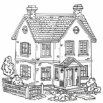 Traditional Doll House Coloring Scenes 1