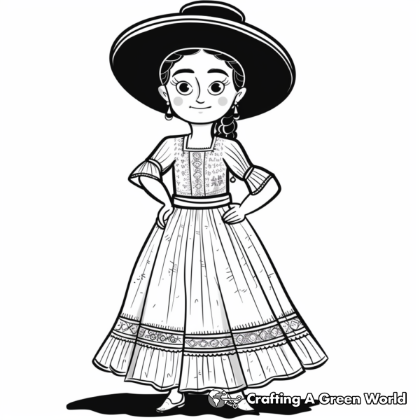 Traditional Hispanic Dress Coloring Pages 1