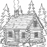 Traditional Log Cabin Coloring Pages 3