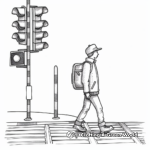 Traffic Light Coloring Pages with Pedestrian Crosswalk 2