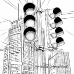 Traffic Lights in the City Background Coloring Pages 1