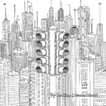 Traffic Lights in the City Background Coloring Pages 2