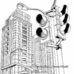 Traffic Lights in the City Background Coloring Pages 3
