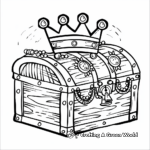 Treasure Chest with Crown and Jewels Coloring Pages 1