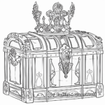 Treasure Chest with Crown and Jewels Coloring Pages 2