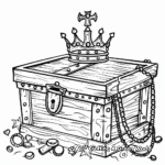 Treasure Chest with Crown and Jewels Coloring Pages 3