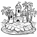 Tropical Island Sand Castle Coloring Pages 1