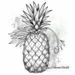 Tropical Watercolor Pineapple Coloring Pages 4