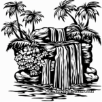 Tropical Waterfall Coloring Pages 2