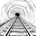 Tunnel Train Tracks Coloring Pages 3