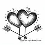 Two Hearts with Arrows Coloring Pages 1