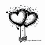 Two Hearts with Arrows Coloring Pages 2