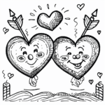 Two Hearts with Cupid Arrow Coloring Pages 2