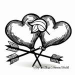 Two Hearts with Cupid Arrow Coloring Pages 3