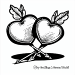 Two Hearts with Cupid Arrow Coloring Pages 4