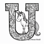 U for Unicorn: Fantasy Themed Coloring Pages 1