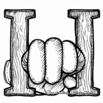 U for Uppercut Boxing Coloring Pages 1