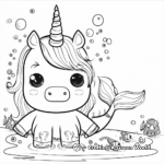 Underwater Kawaii Unicorn Coloring Pages 3