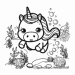 Underwater Kawaii Unicorn Coloring Pages 4