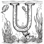 Underwater U Letter Coloring Pages 2