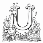 Underwater U Letter Coloring Pages 3