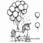 Unicorn and Balloons Birthday Celebration Coloring Pages 2