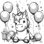 Unicorn and Balloons Birthday Celebration Coloring Pages 3