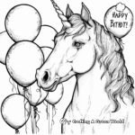 Unicorn and Balloons Birthday Celebration Coloring Pages 4