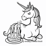 Unicorn Making a Birthday Wish Coloring Pages 1