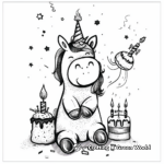 Unicorn Making a Birthday Wish Coloring Pages 2